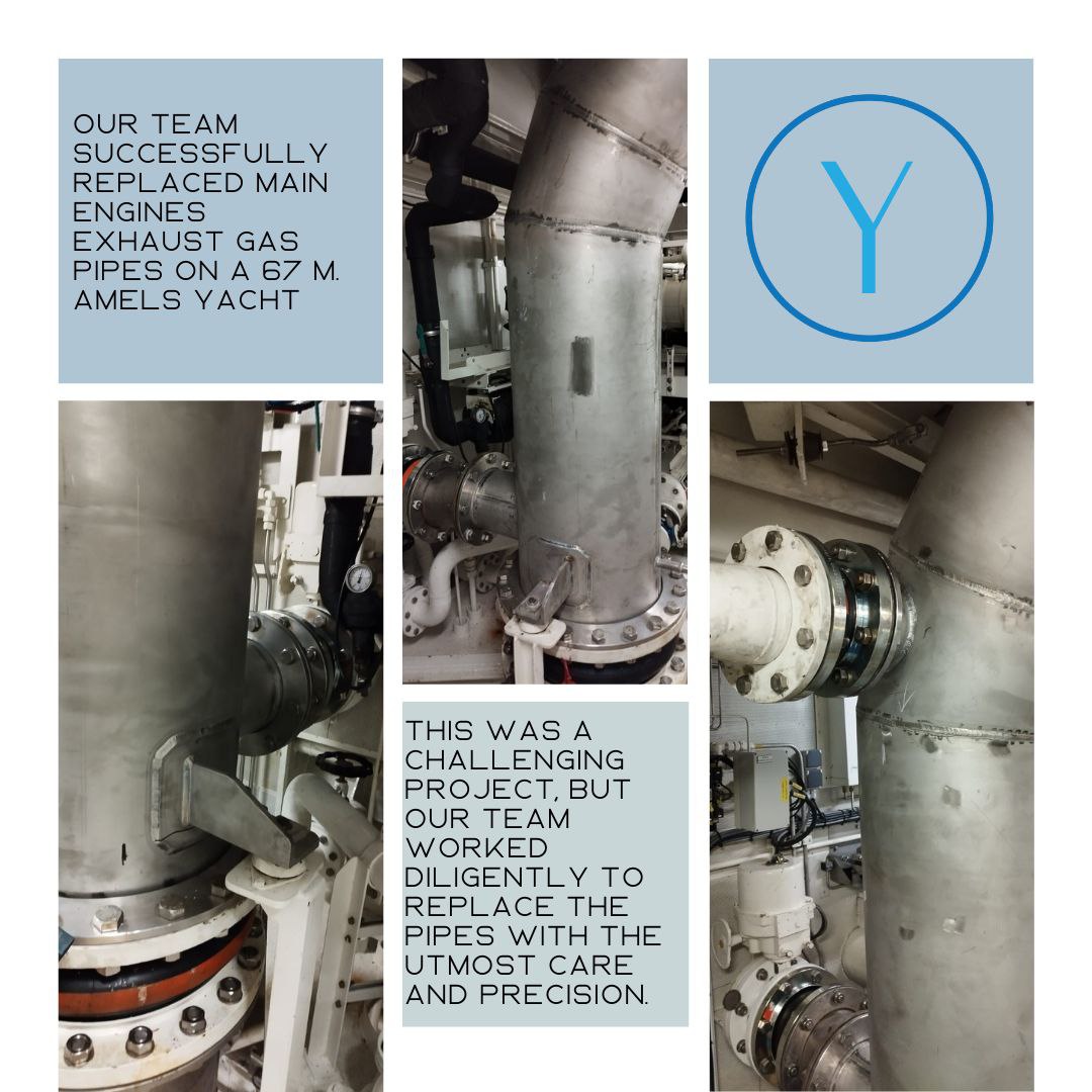 Main Engines Exhaust Gas Pipes Installation YATEQ Yacht Technical